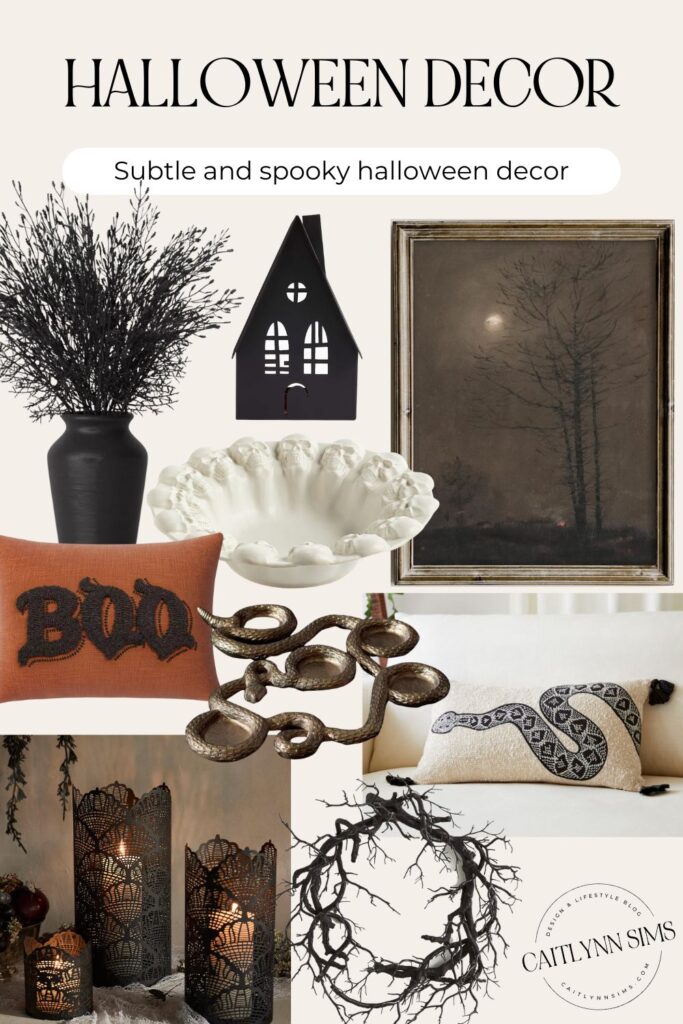 Subtle and spooky halloween decor moodboard