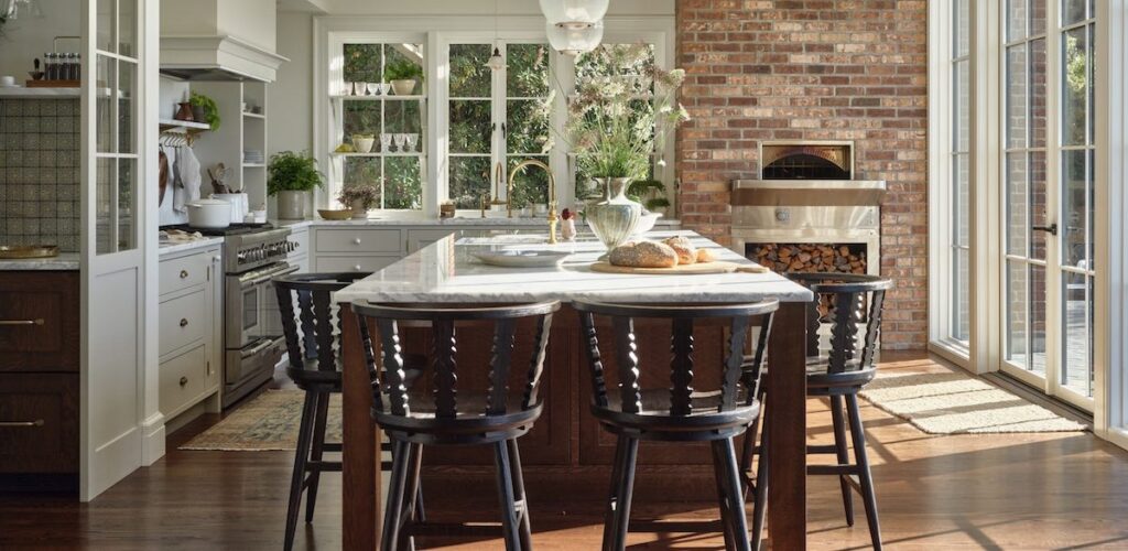 Traditional kitchen with brick oven